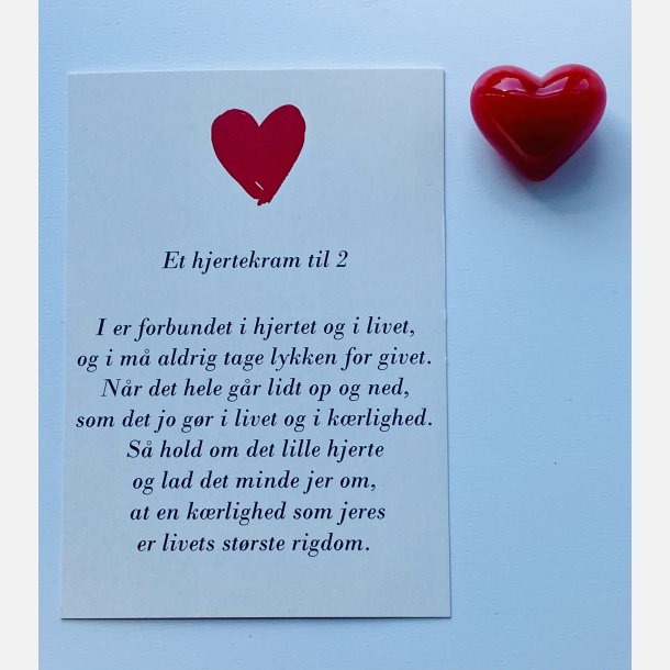 Hjertekram til 2 (Lille rdt glashjerte og tilhrende A7 kort)