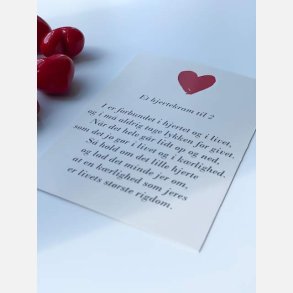 Hjertekram til 2 (Lille rdt glashjerte og tilhrende A7 kort)