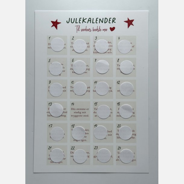 Til verdens bedste mor &#10084;&#65039; A4 julekalender plakat