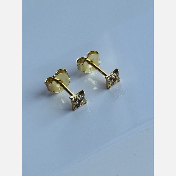 Sm restikker med farvede zirkoniasten (forgyldt) UDEN SMYKKESKE