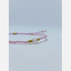 Lily armbnd (rosa miyukiperler og lille rosakvarts sten)