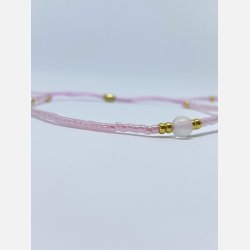 Lily armbnd (rosa miyukiperler og lille rosakvarts sten)