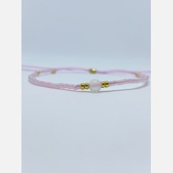 Lily armbnd (rosa miyukiperler og lille rosakvarts sten)