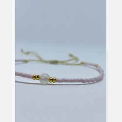 Lily armbnd (mat lys rosa/lavendel miyukiperler og rosakvarts sten)
