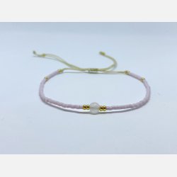 Lily armbnd (mat lys rosa/lavendel miyukiperler og rosakvarts sten)