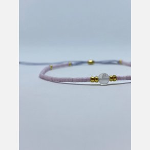 Lily armbnd (lys rosa/lavendel miyukiperler og rosa chalcedon sten)