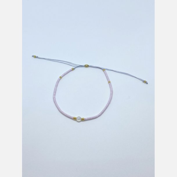 Lily armbnd (lys rosa/lavendel miyukiperler og rosa chalcedon sten)