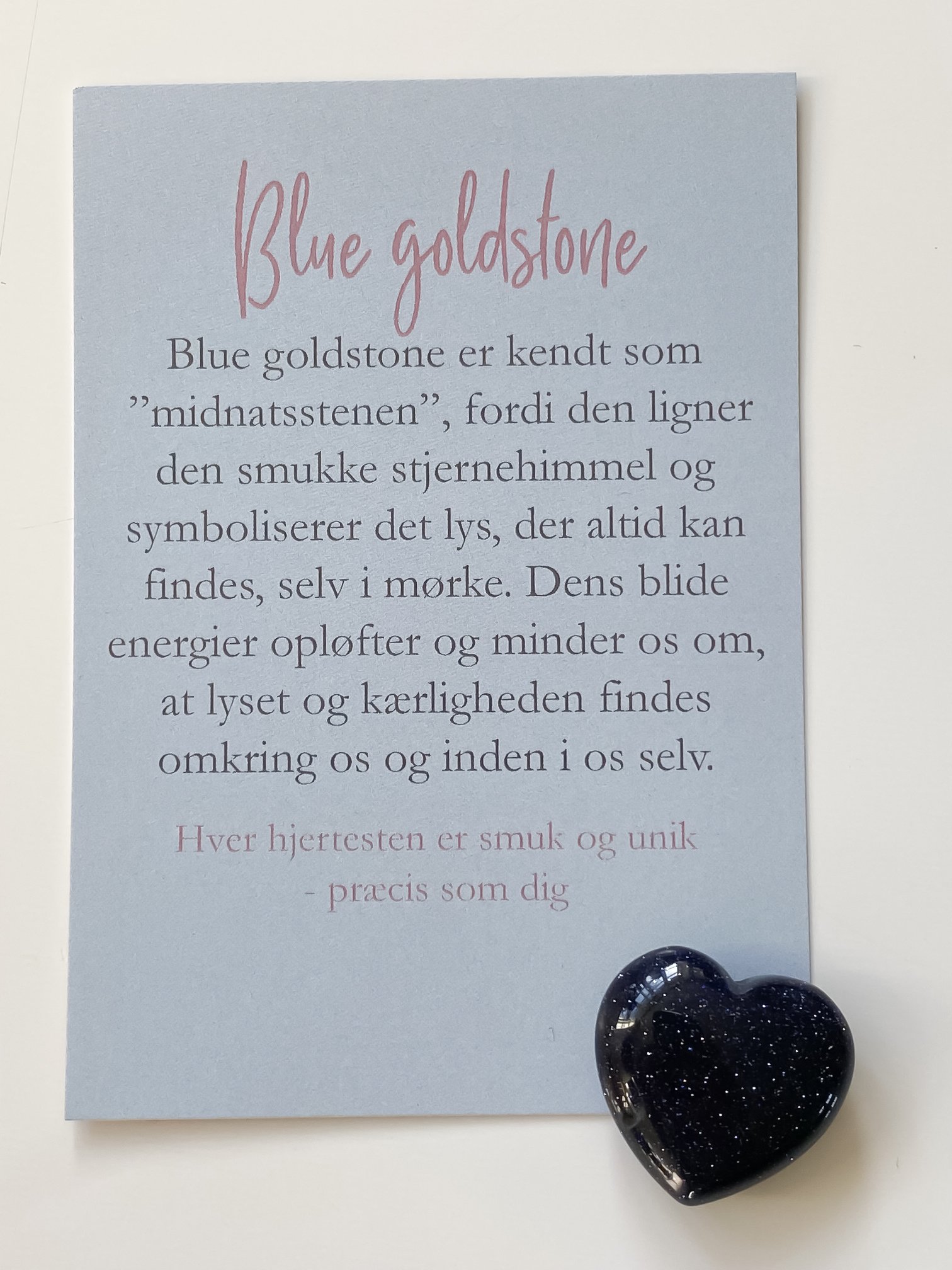 Blue goldsone hjertesten med A7 kort 