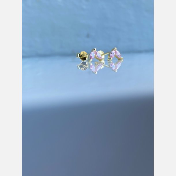 Vega restikker (Forgyldte med rosa zirkonia) UDEN SMYKKESKE