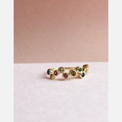 Niza ring med farvede zirkonia str 52 (forgyldt)