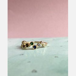 Niza ring med farvede zirkonia str 52 (forgyldt)