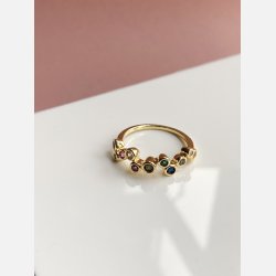 Niza ring med farvede zirkonia str 52 (forgyldt)