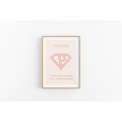 Superhelt � P�dagog | A5 kort (rosa)