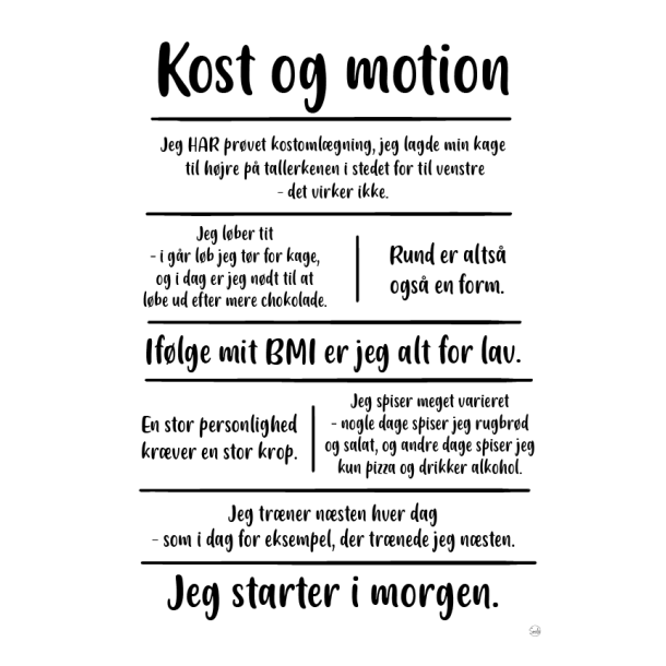 Kost og motion citatkollage A5