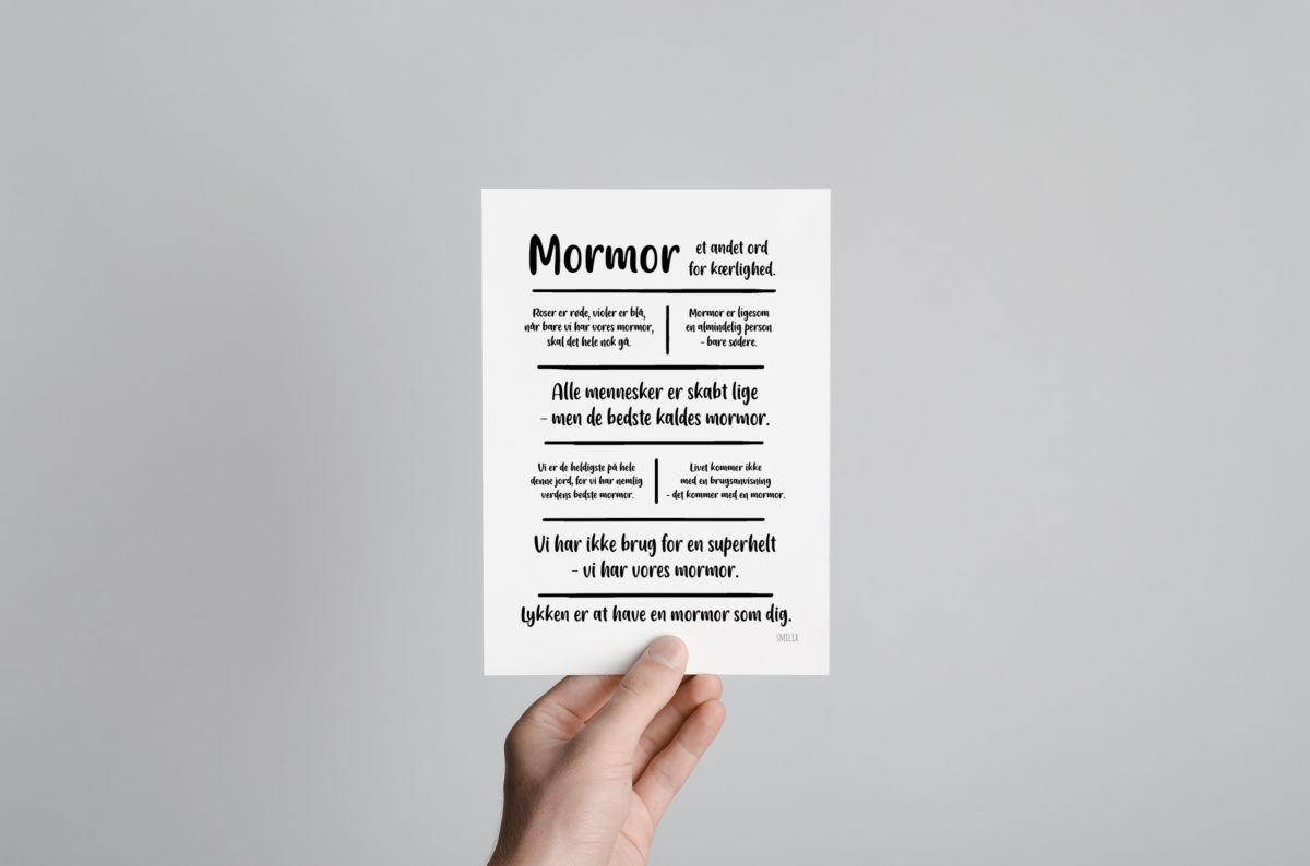 Mormor (VORES) citatkollage A5 - A5 Kort (små plakater 15x21cm) - Smilia