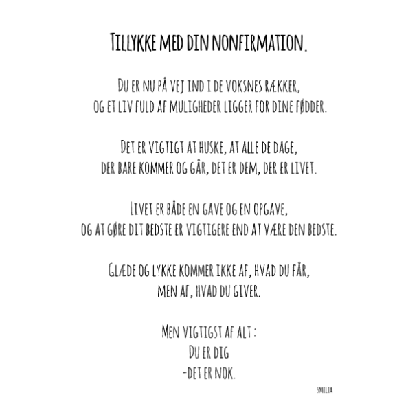 Tillykke med din nonfirmation
