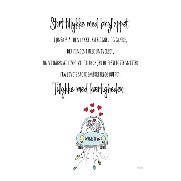 Stort tillykke med brylluppet (tegning) A5