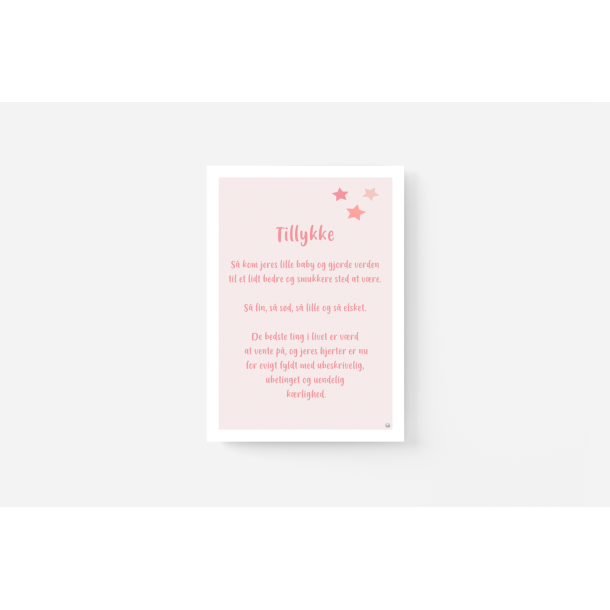 Tillykke med baby (ROSA, BL, HVID A5)