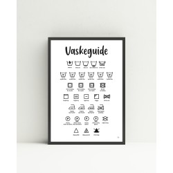 Vaskeguide Plakat  A4 og A3 | Minimalistisk vaskeguide med symboler