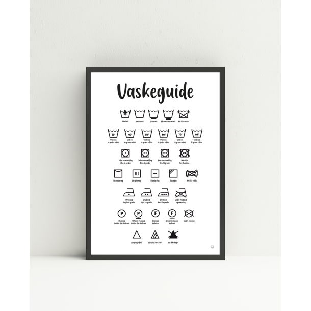 Vaskeguide Plakat  A4 og A3 | Minimalistisk vaskeguide med symboler