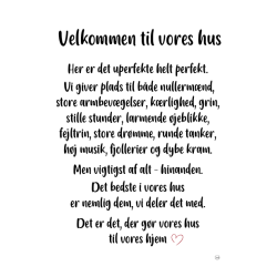 Velkommen til vores hus citatkollage A5