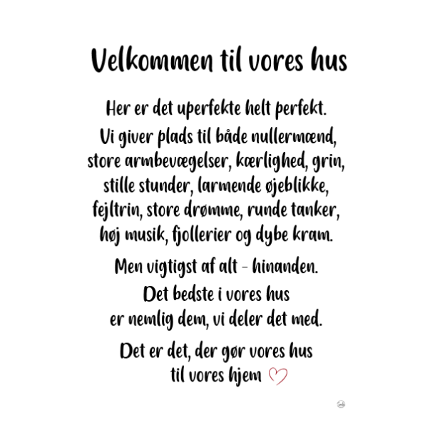 Velkommen til vores hus citatkollage A5