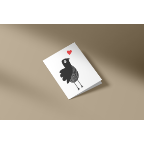 Fugl med hjerte (A7 foldekort)