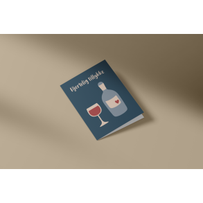 Hjertelig tillykke (Vinflaske) (A7 foldekort)