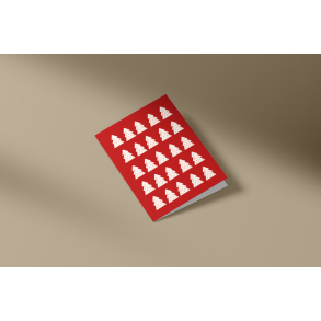 A7 julekort juletrer rd/hvid