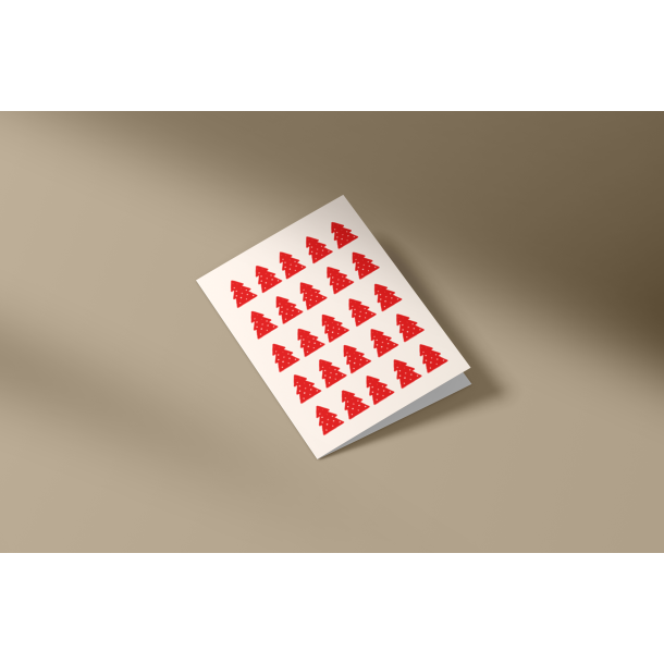 A7 julekort juletrer hvid/rd