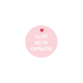 Tillykke med din konfirmation (Pink) (Papirklistermrke 4 cm dia)