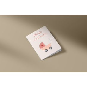 Tillykke med baby (rosa) (A7 foldekort)