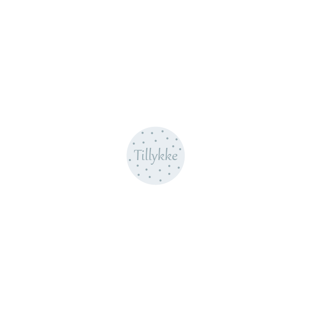 Tillykke/bl prikker  (Papirklistermrke 4 cm dia)