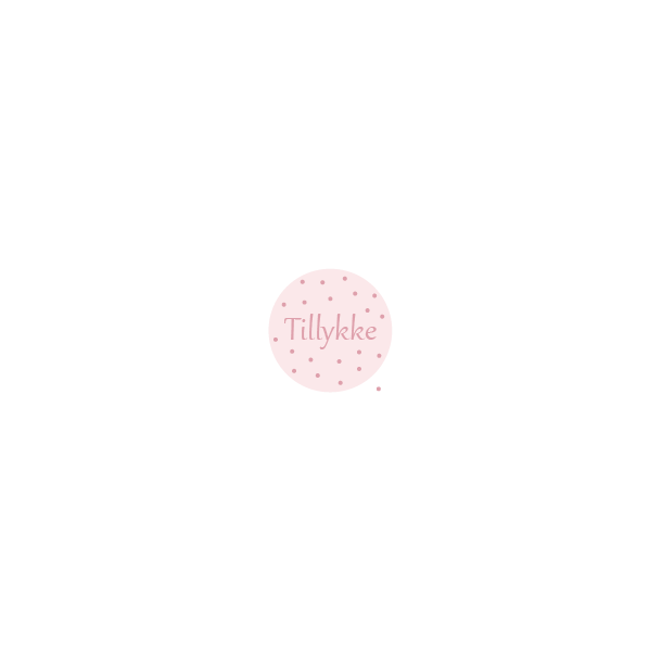 Tillykke/rosa prikker  (Papirklistermrke 4 cm dia)