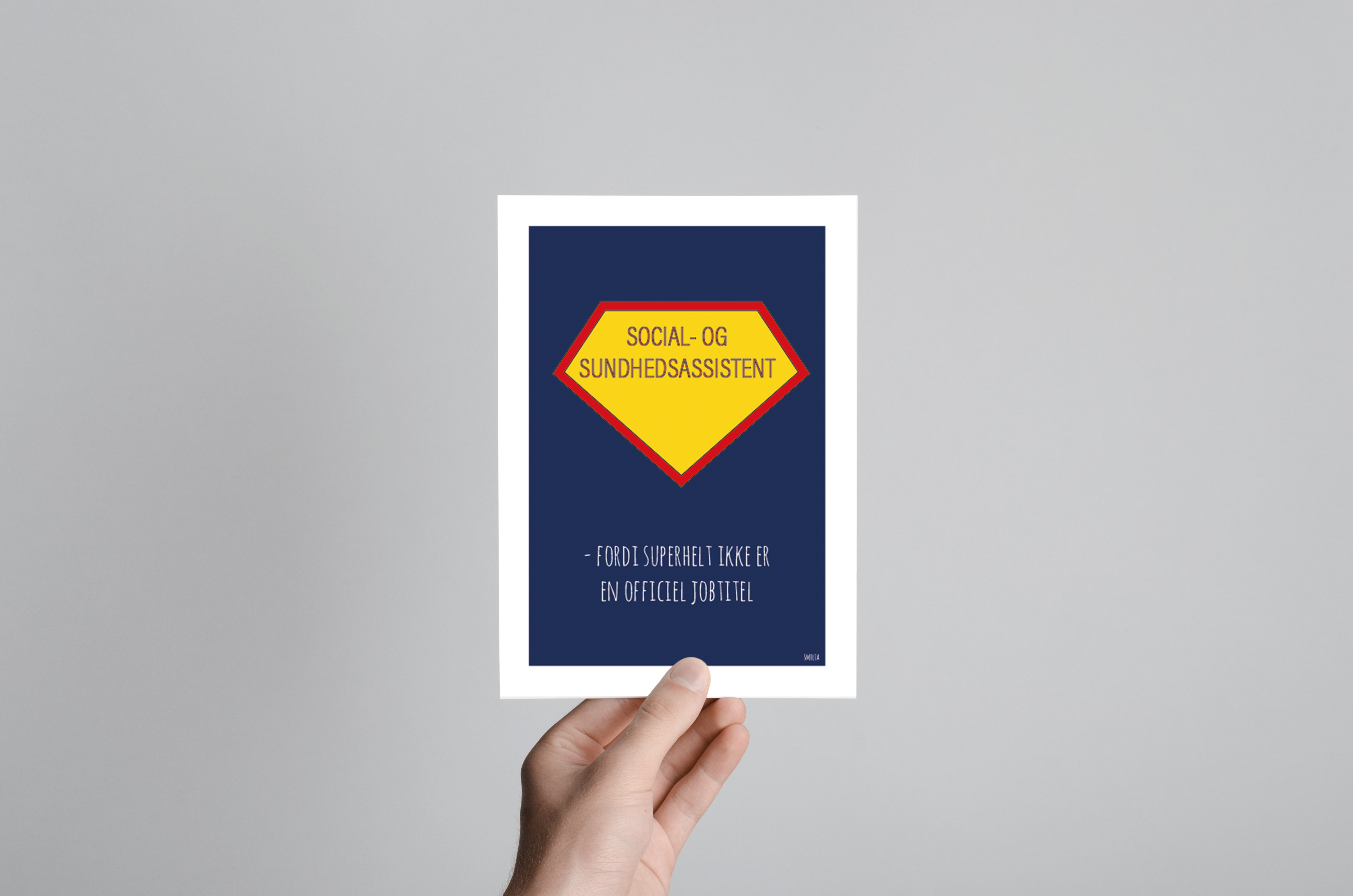 Prædike valg Rytmisk Social- og sundhedsassistent superhelt A5 - A5 Kort (små plakater 15x21cm)  - StiLia ApS