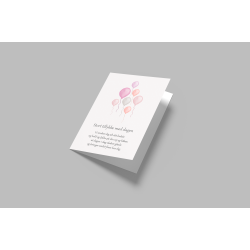 Stort tillykke med dagen (rosa balloner)  (A5 telegram med tilhrende kuvert)