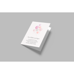 Stort tillykke med dagen (rosa balloner)  (A5 telegram med tilhrende kuvert)
