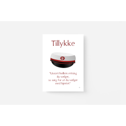 Tillykke med huen (Rd og bl hue) A5