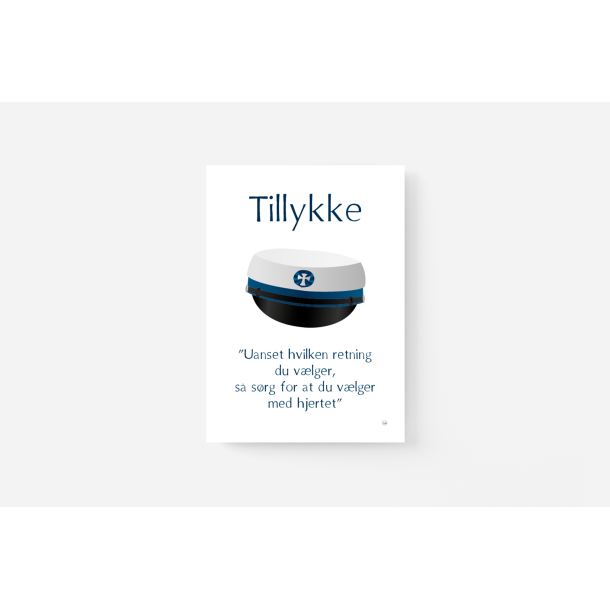 Tillykke med huen (Rd og bl hue) A5