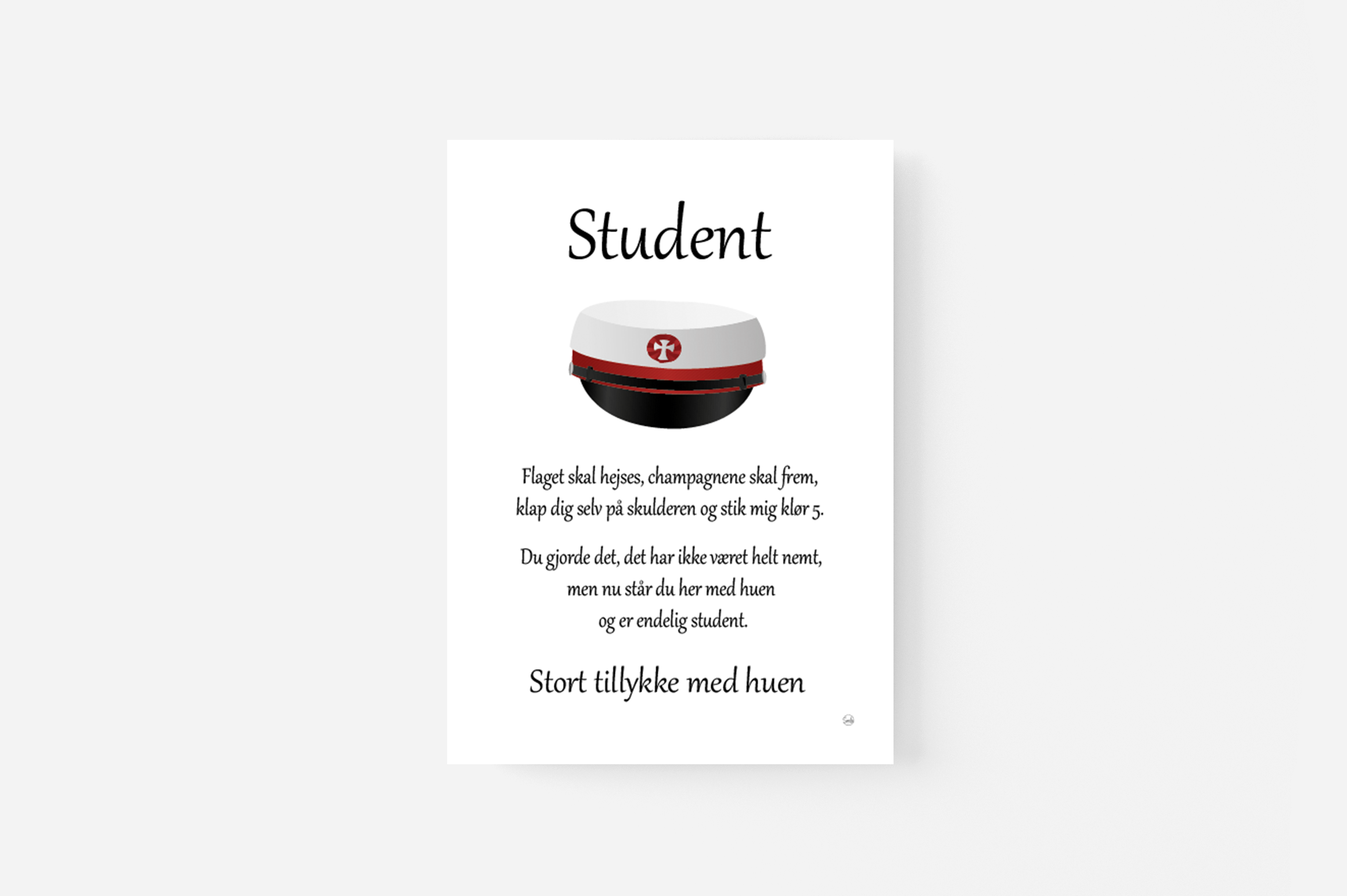 Student (Rød og blå hue) - A5 Kort plakater 15x21cm) - StiLia ApS