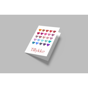 Tillykke HJERTER MULTI (A5 telegram med tilhrende kuvert)