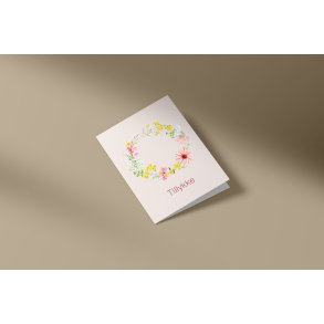 Tillykke (blomsterkrans) (A7 foldekort)