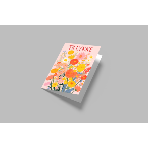 Tillykke BLOMSTERMARK (A5 telegram med tilhrende kuvert)