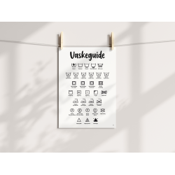 Vaskeguide Plakat  A4 og A3 | Minimalistisk vaskeguide med symboler
