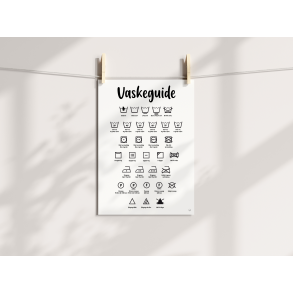 Vaskeguide Plakat  A4 og A3 | Minimalistisk vaskeguide med symboler